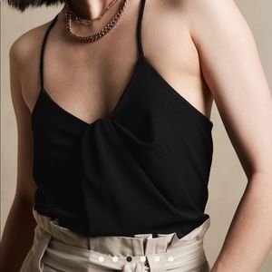 Twist-Front Crepe Camisole BLACK size small